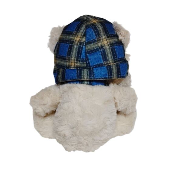 🎄 ❄️Plush Winter Teddy Bear 🧸 Blue Plaid Hat & Scarf ✨ 8" Holiday Decor - Picture 3 of 10